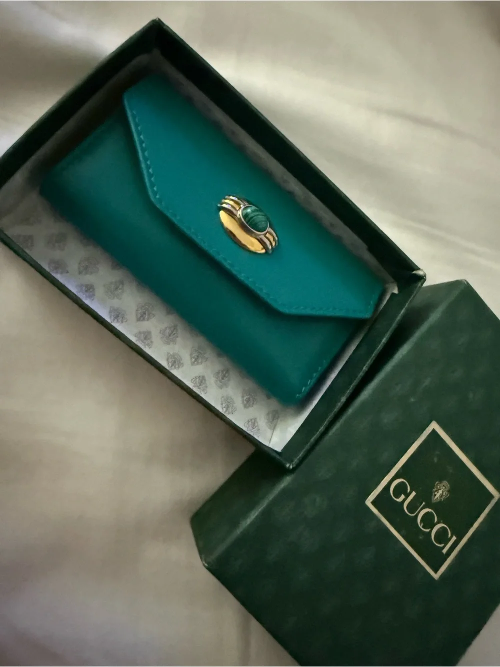 Rare Gucci Teal Leather Key Cles